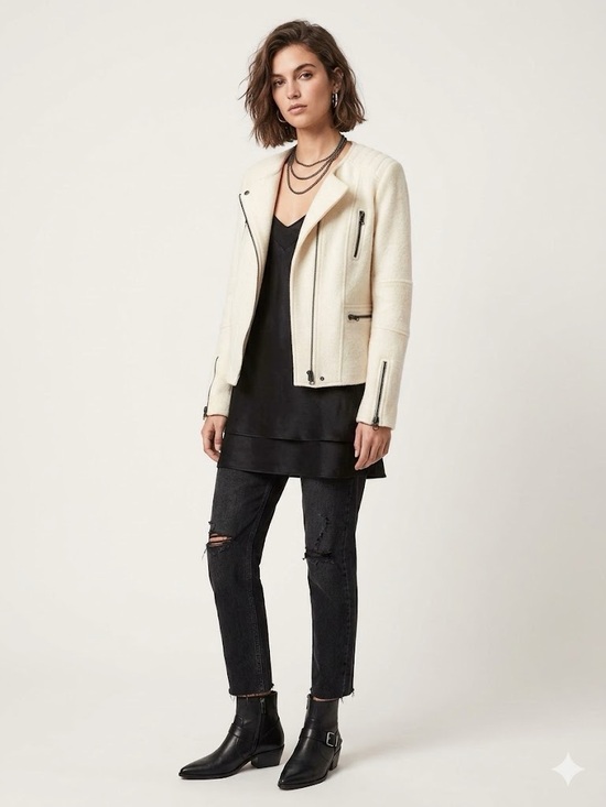 Vince Jackets & Blazers - Vince Cream/off white Moto Jacket